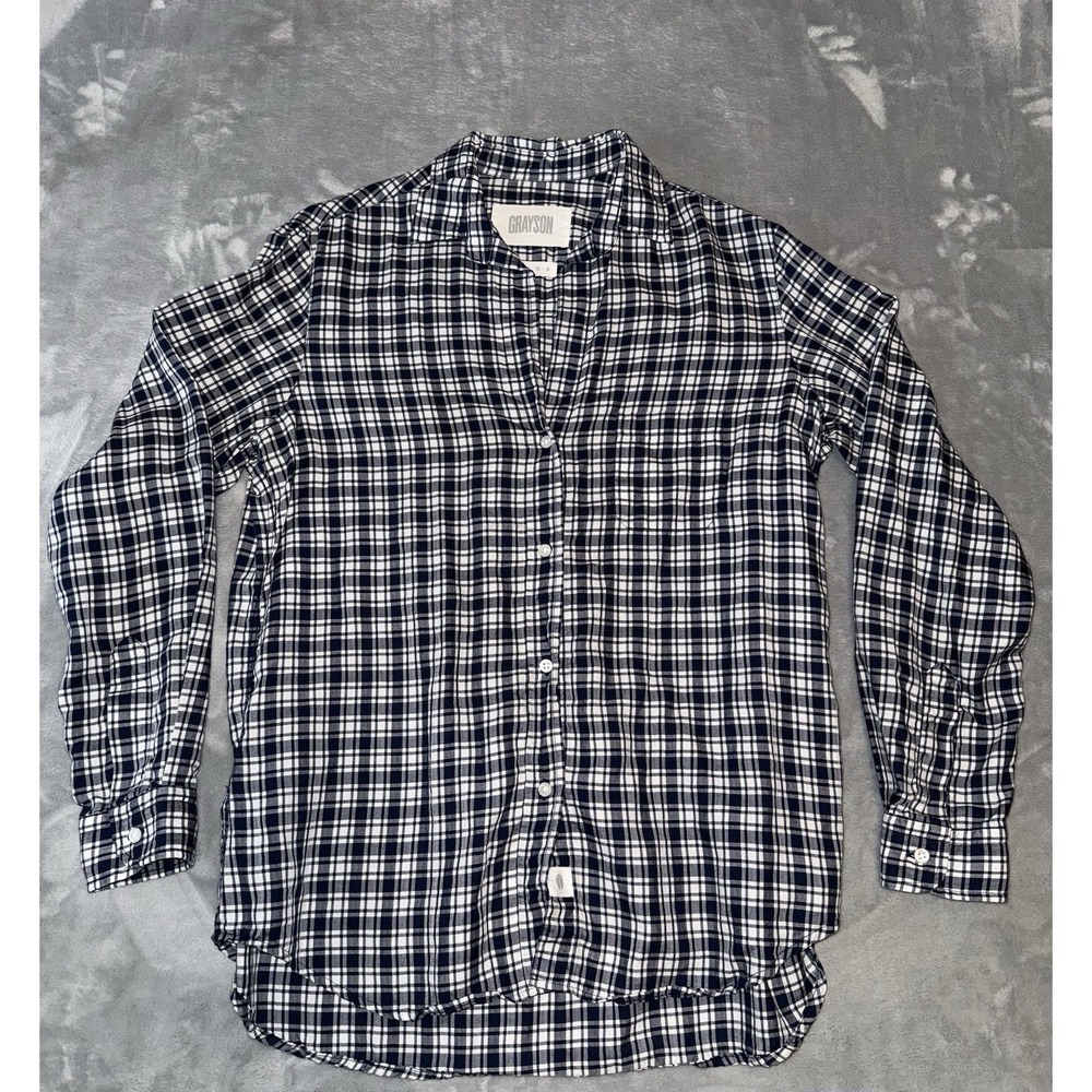 Frank & Eileen Grayson‎ The Hero Shirt 2/ SM Women's Blue Plaid  Long Sleeve